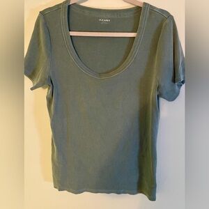 Old Navy Ribbed Scoop Neck Tee, XL Tall, Blue-Gray